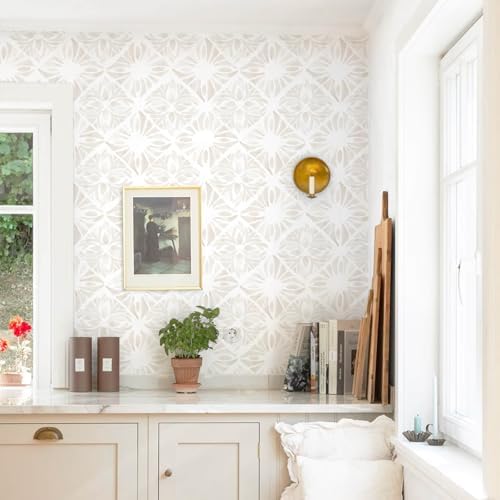 Boho Wallpaper Neutral Peel and Stick Wallpaper 197"x17.3" Geometric Wall Paper - Image 2