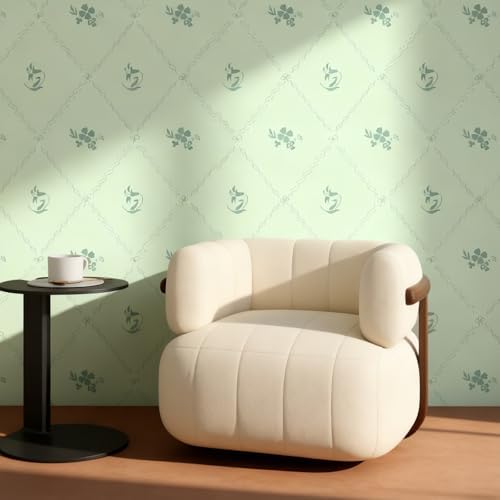 Hopepak Peel and Stick Wallpaper Stripe Floral Wallpaper 17.3" x 78.7" Green - Image 2