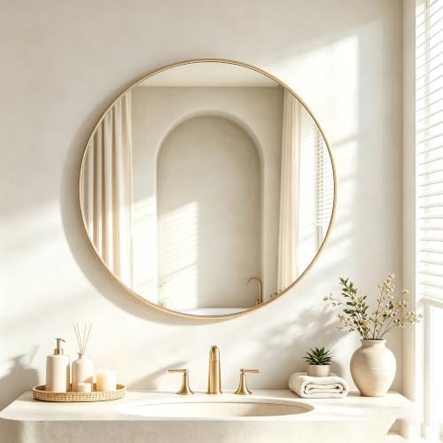DUMOS 20 Inch Round Wall Mirror, Bathroom Mirror by DumosLifestyle