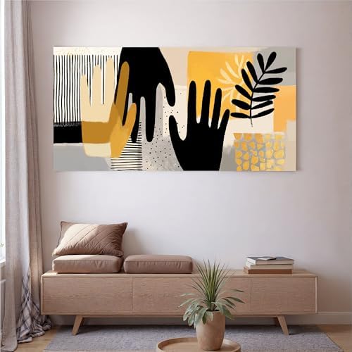 I@U Abstract Boho Wall Art Prints Minimalist Black Yellow Wall Art Decor Modern - Image 5