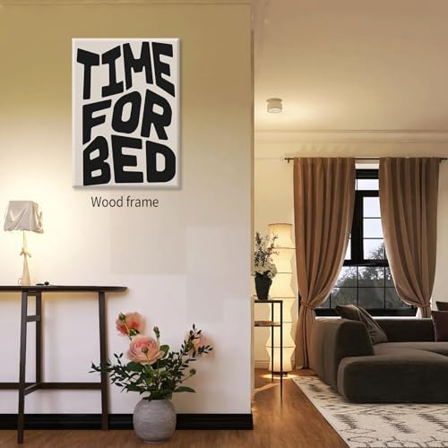Black And White Time For Bed Poster Funny Quotes Wall Art 16x24 inch Framed - Image 5