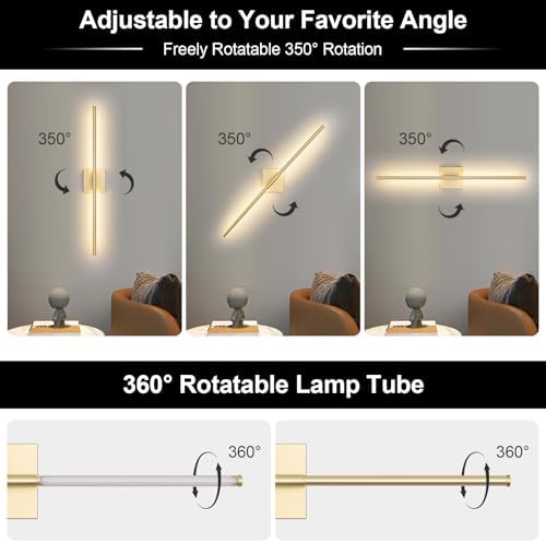 Battery Operated Wall Sconce, 3000K-6000K Dimmable Gold Wall Lights - Image 4