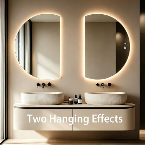 35"x25" Half Moon LED Bathroom Mirror - Image 3