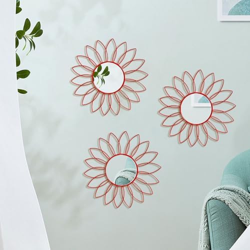 3 Pack Metal Mirrors for Wall Cute Sunburst Wall Mirror Home Decor Wall Art - Image 6