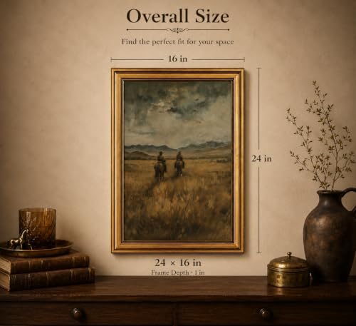 Gold Framed 3D Textured Wall Art, Vintage Western Cowboy Horse Canvas Prints - Image 4
