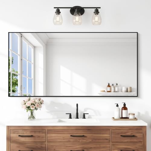 DESBING Black Bathroom Mirror for Wall, 24x48 Inch Rectangle Mirrors by DESBING
