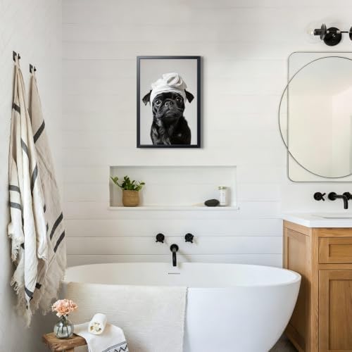 Funny Pug Bathroom Wall Art, Cute Dog Bath Canvas Print Poster, Farmhouse - Image 5