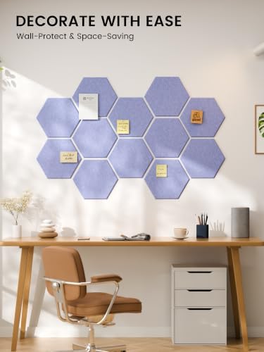 Fluxynara 12-Pack Hexagon Felt Bulletin Board Tiles, Soft Periwinkle - Image 6