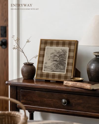 VIYYIEA Vintage Square Framed Wall Art, Sketch Oak Tree Landscape Prints - Image 3