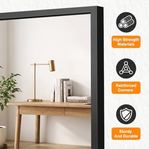Delma Bathroom Vanity Mirror, 30x24 Black Metal Framed Mirror - Image 3
