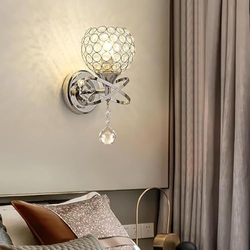 TISLYCO Crystal Wall Sconces Set of Two, Modern Wall Light Sconces Wall Lighting - Image 3
