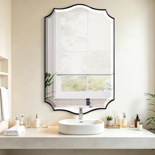 POZINO 40"x24" Premium Scalloped Beveled Mirror by POZINOmirrorforyourownhomelivingspace