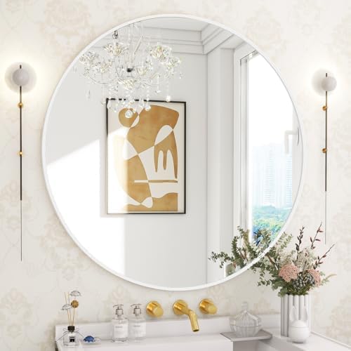 BEAUTYPEAK 30 Inch Round Mirror, Metal Frame Circle Mirror by BEAUTYPEAK