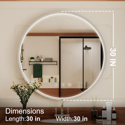 30 Inch Round LED Bathroom Mirror - Image 6