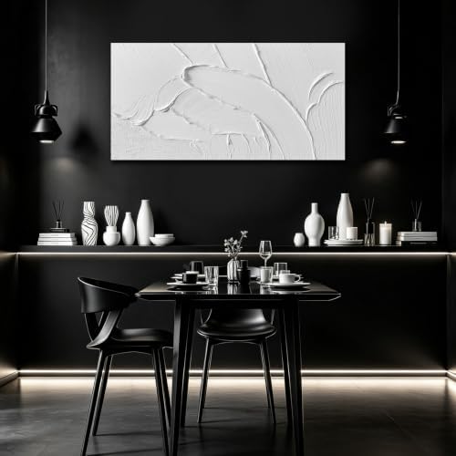 MDHKVPM White Abstract Canvas Painting 3D Textured Wall Art - Image 3