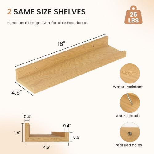 Dreamland Picture Ledge Shelf for Wall, Floating Shelves Set of 2, 18 inch Long - Image 3