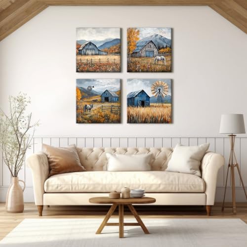 Colorful Wildflower Wall Art Farmhouse Barn Pictures Wall Decor Autumn Mountain - Image 2