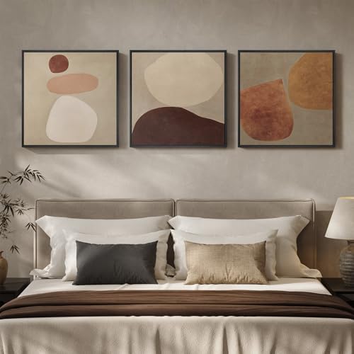 Large Framed 3 Piece Neutral Abstract Wall Art - Image 6