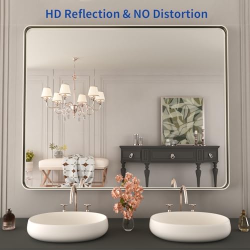 WEER Brushed Nickel Bathroom Vanity Mirror 40X32 Inch - Image 2