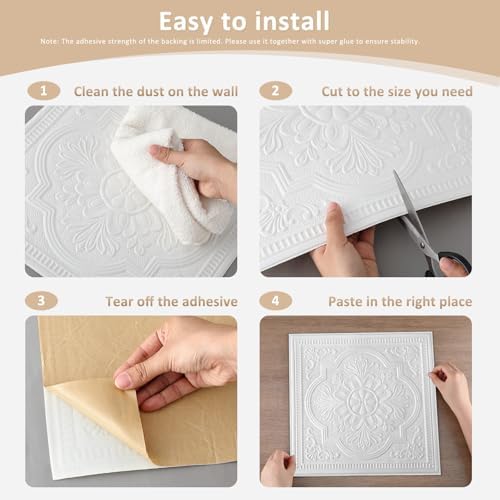 Nuanchu 40 Pcs 13.8 x 13.8 Inch Ceiling Tiles Peel and Stick - Image 3