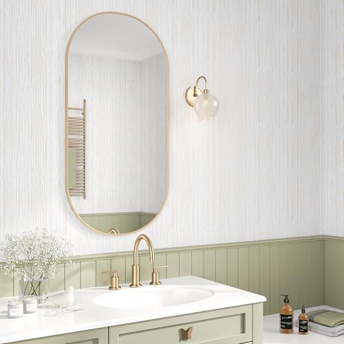 VEELIKE Gold White Grasscloth Peel and Stick Wallpaper Textured Grasscloth - Image 5