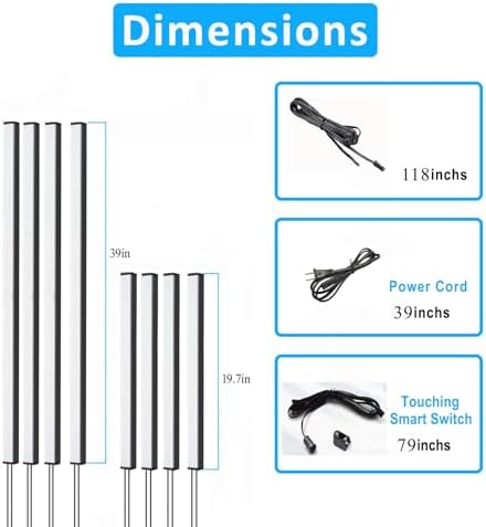 LED Wall Panel Lights Black, Dimmable Wood Slat Wall Panel Strip Light 8PCS - Image 4