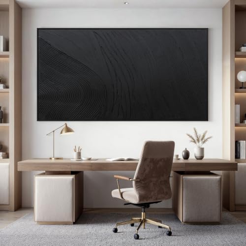 large black abstract wall art modern Hand-drawn canvas wall art decor - Image 6