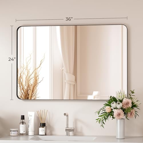 Black Bathroom Mirror 24X36 Inch Bathroom Vanity Mirror - Image 5