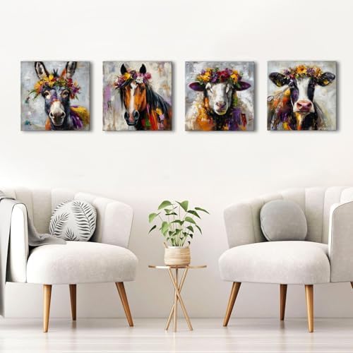 Abstract Animals Wall Art Colorful Cow Picture - Image 5