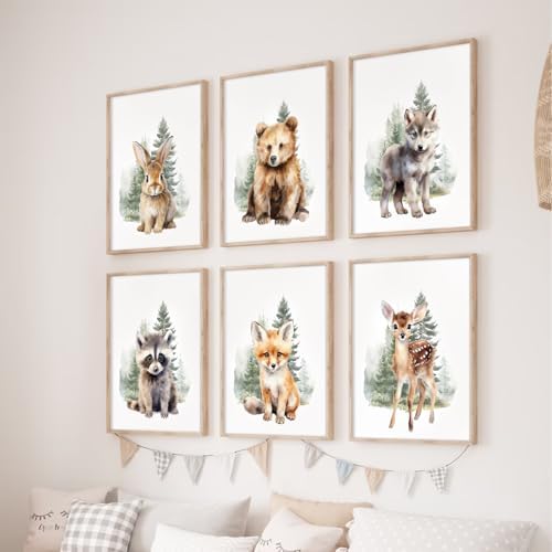 Woodland Animal Wall Art Nursery Baby Canvas Wall Decor Forest Animal Poster - Image 3
