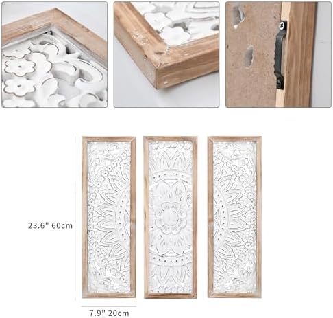 Carved Floral Wall Decor Panels Set of 3 - Image 2
