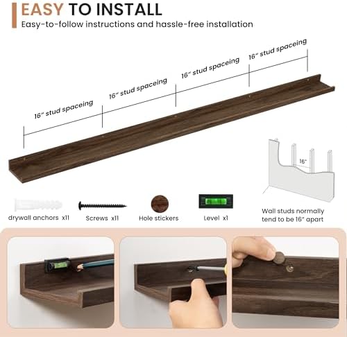 Dreamland Picture Ledge Shelf for Wall, Floating Shelves Set of 2, 72 inch Long - Image 4