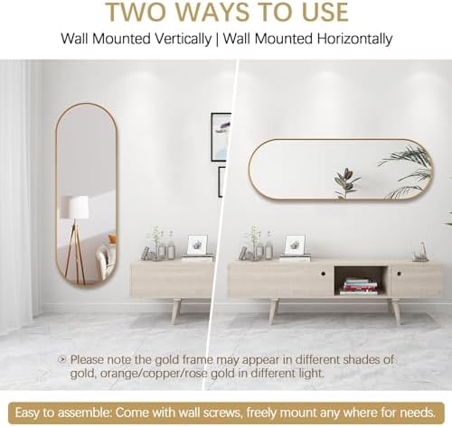 Niccy Oval Full Length Mirrors, Long Wall-Mounted Mirror - Image 5