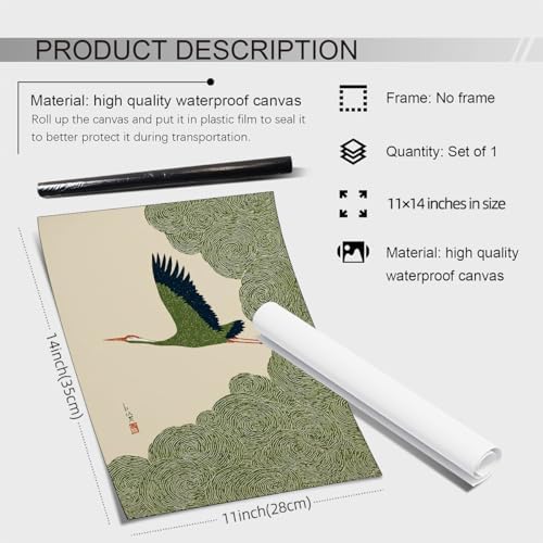 Japanese Flying Wall Art Nature Bird Pictures Aesthetics Posters Minimalist - Image 2