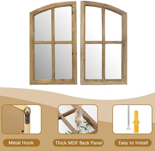 Farmhouse Arched Window Wall Mirrors - Image 3