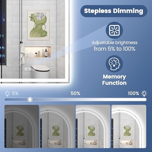 STARLEAD 36"x24" Arched LED Bathroom Mirror - Image 6