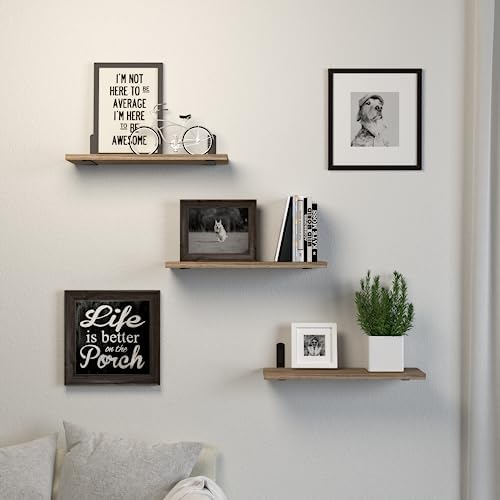 DOLLFIO Floating Wall Shelves, Decor & Storage, Rustic Brown - Image 7