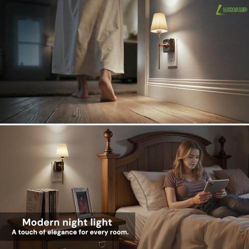 L LOHAS LED Night Lights Plug into Wall, Pleated Fabric Cover Night Light - Image 6