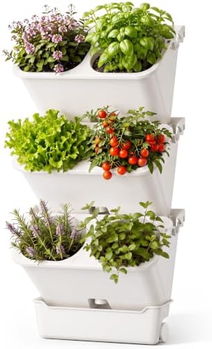 Briwooody 3 Set 6 Pocket Vertical Stackable Wall Planters Kit Outdoor Self by Briwooody