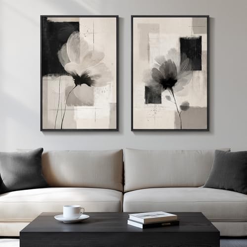 Framed Neutral Abstract Floral Wall Art by Cuspin