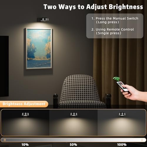 6 Pcs Picture Lights, Rechargeable Battery Operated Dimmable 3-Color Wall Light - Image 7