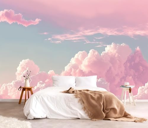 YQWDMX - 3D Pink Cloud Peel and Stick Wallpaper wall Mural Girl Kid's Room ZY08 by YQWDMX