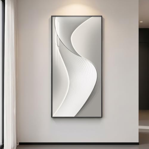 Large Framed Silver White Abstract Wall Art by Cuspin