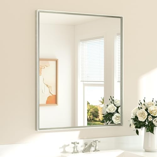 TETOTE Brushed Nickel Mirror for Bathroom Sink 30" x 36" Beveled Frame Brushed by TETOTE