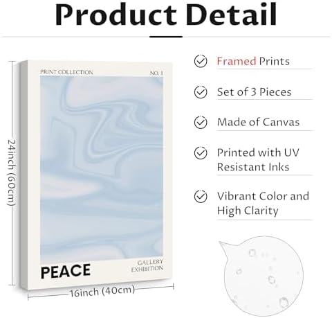 Blue Aura Wall Art Decor Retro Aesthetic Canvas Wall Art Pastel Abstract - Image 2