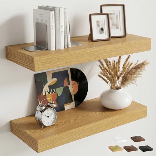 20 Inch Floating Shelves for Wall, Oak Finish by FLYJOE