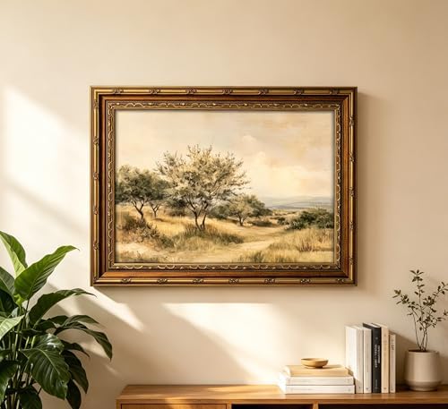 Vintage Gold Framed Olive Tree Landscape Wall Art - Image 6