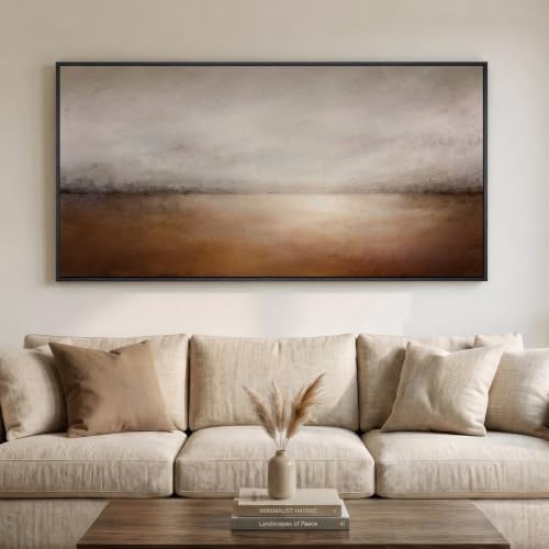 Large Framed Brown Abstract Landscape Wall Art by Cuspin