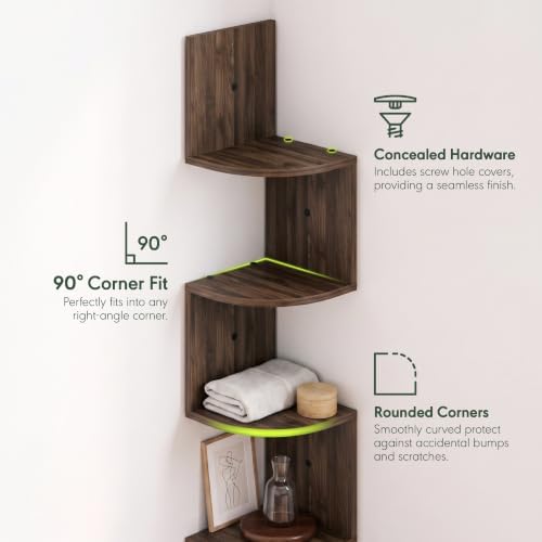 Furinno Rossi 5-Tier Corner Floating Book Shelves - Image 5