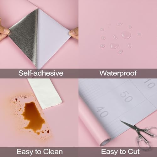 Pink Peel and Stick Wallpaper Self-Adhesive Contact Paper Not Ease to Torn - Image 3